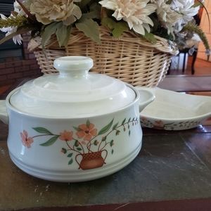 Countryside Collection covered crock and dish